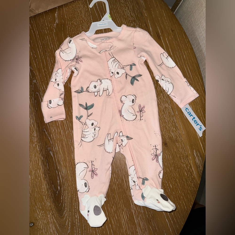 Carter's Light Pink Koala Print Footed Onesie